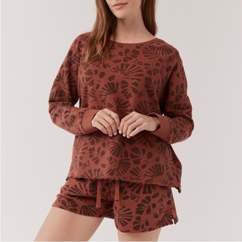 Pact Organic Cotton Walnut Stamp Essential Pullover Sweatshirt Size Small